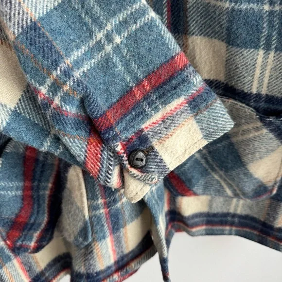 Vintage 60s 70s Caribou Coat Plaid Wool Jacket Shacket Button Up Mens M Womens L - Picture 5 of 14